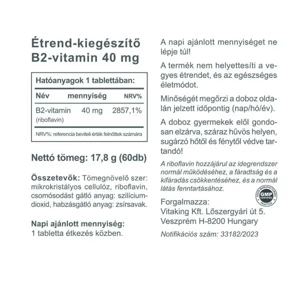 B2 vitamin 40mg (60) - Vitaking