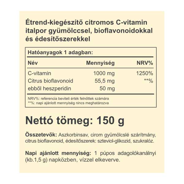 Instant Supreme C-vitamin por (+biof) citrom íz 150g